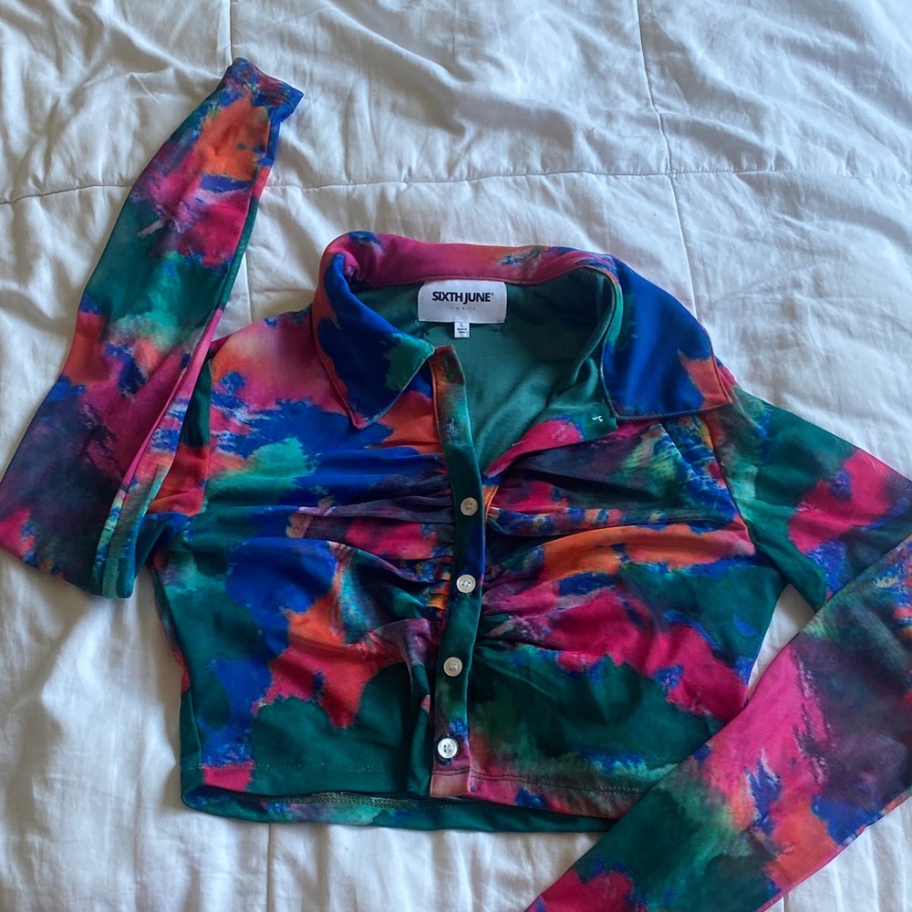 Colorful sheer Cropped top